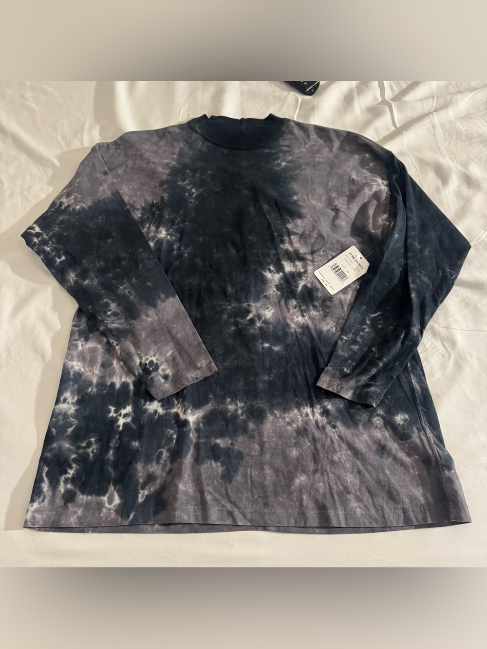 Free People Black Tie Dye Long Sleeve Top XS